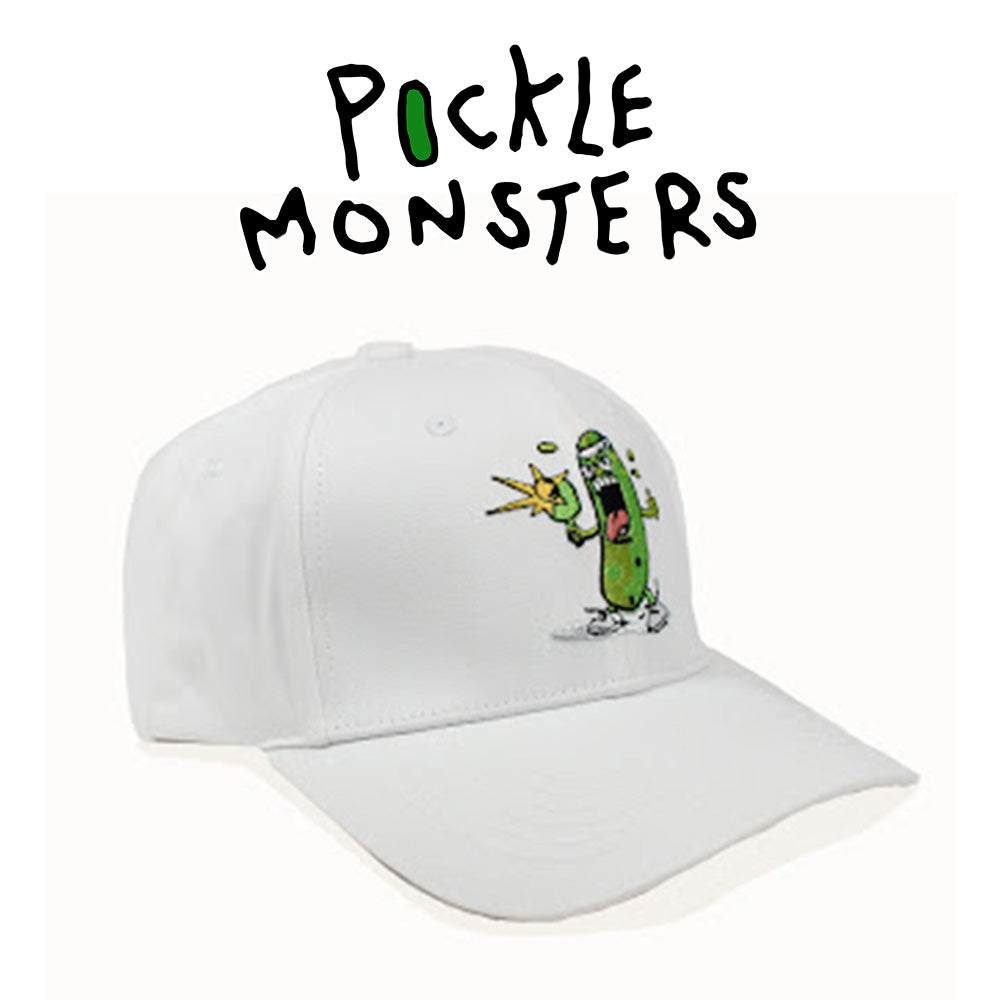 Pickle Monsters 6 Panel Baseball Hat - Adjustable Cotton Cap with Embroidered Pickle Monster Design