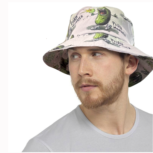 OG Pickle Monster Bucket Hat - Fun Hat Features Mr. Dill, a Dreaded Pickle Monster