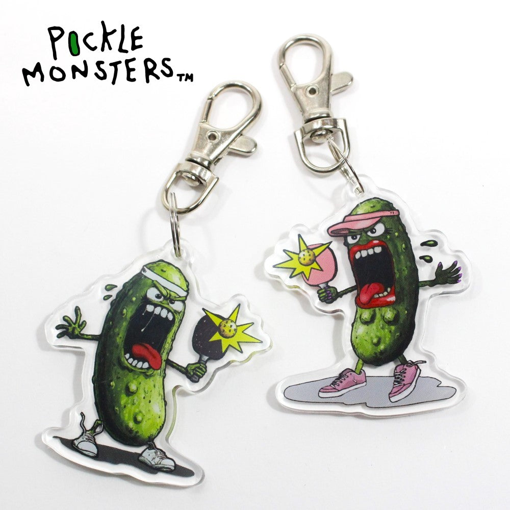 Pickle Monsters Pickleball Key Chains - Stylish Fun and Secure - Set of 2!