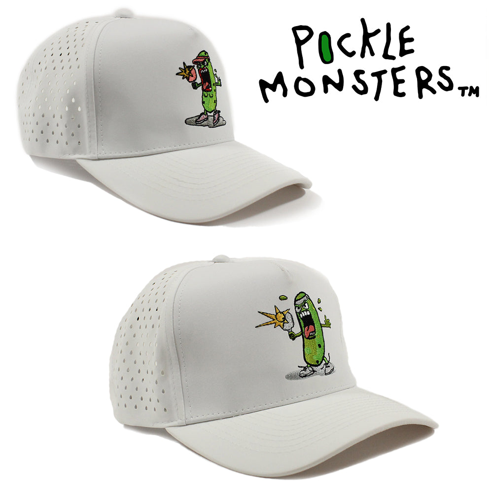 Pickle Monsters 5 Panel Sports Cap - Laser Perforated Panel - Performance Design - Embroidered