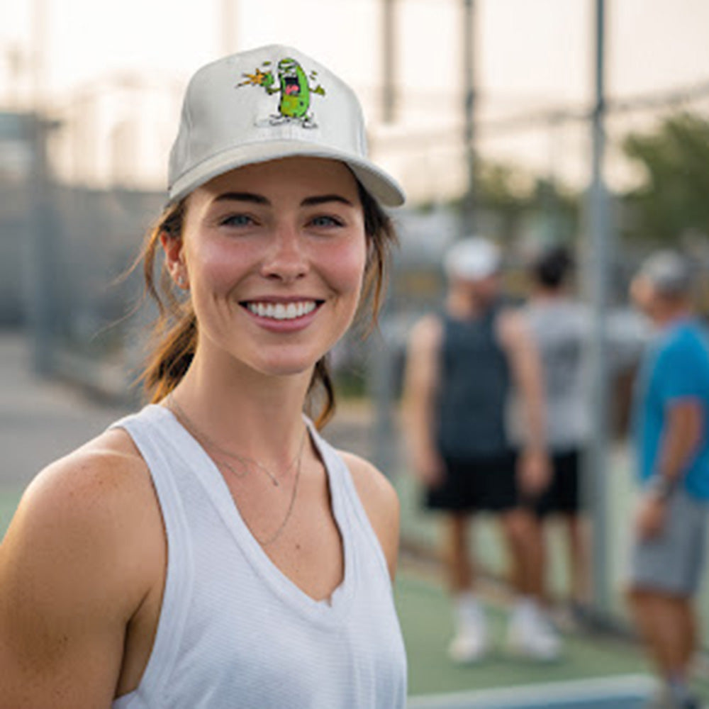Pickle Monsters 6 Panel Baseball Hat - Adjustable Cotton Cap with Embroidered Pickle Monster Design