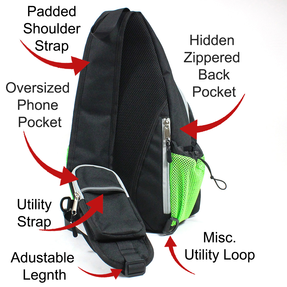 Pickle Monsters Perfect Pickleball Bag - Crossbody Sling Bag - Featuring Mr. Dill