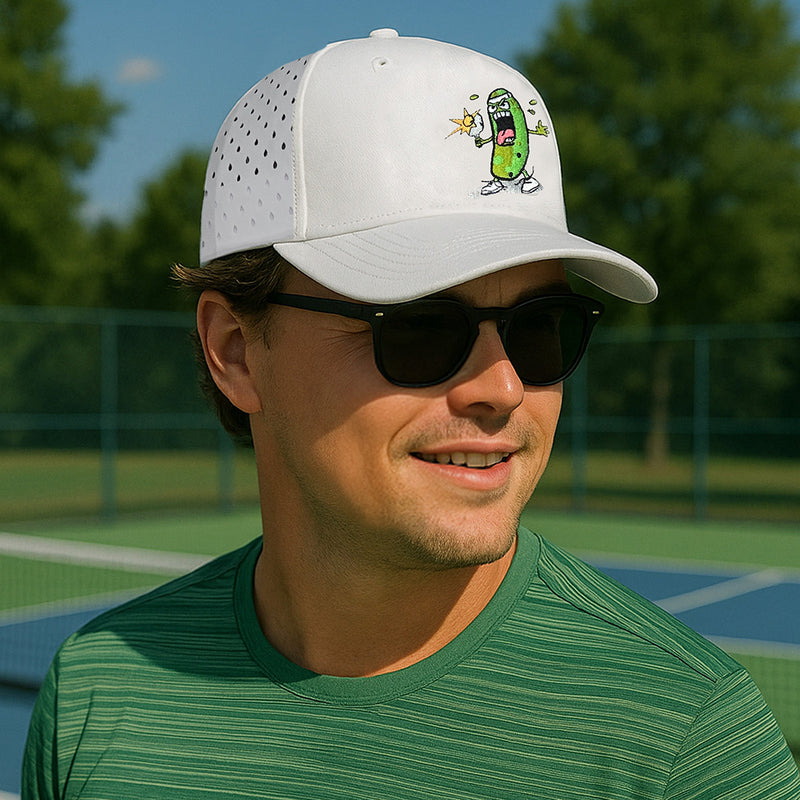 Pickle Monsters 5 Panel Sports Cap - Laser Perforated Panel - Performance Design - Embroidered