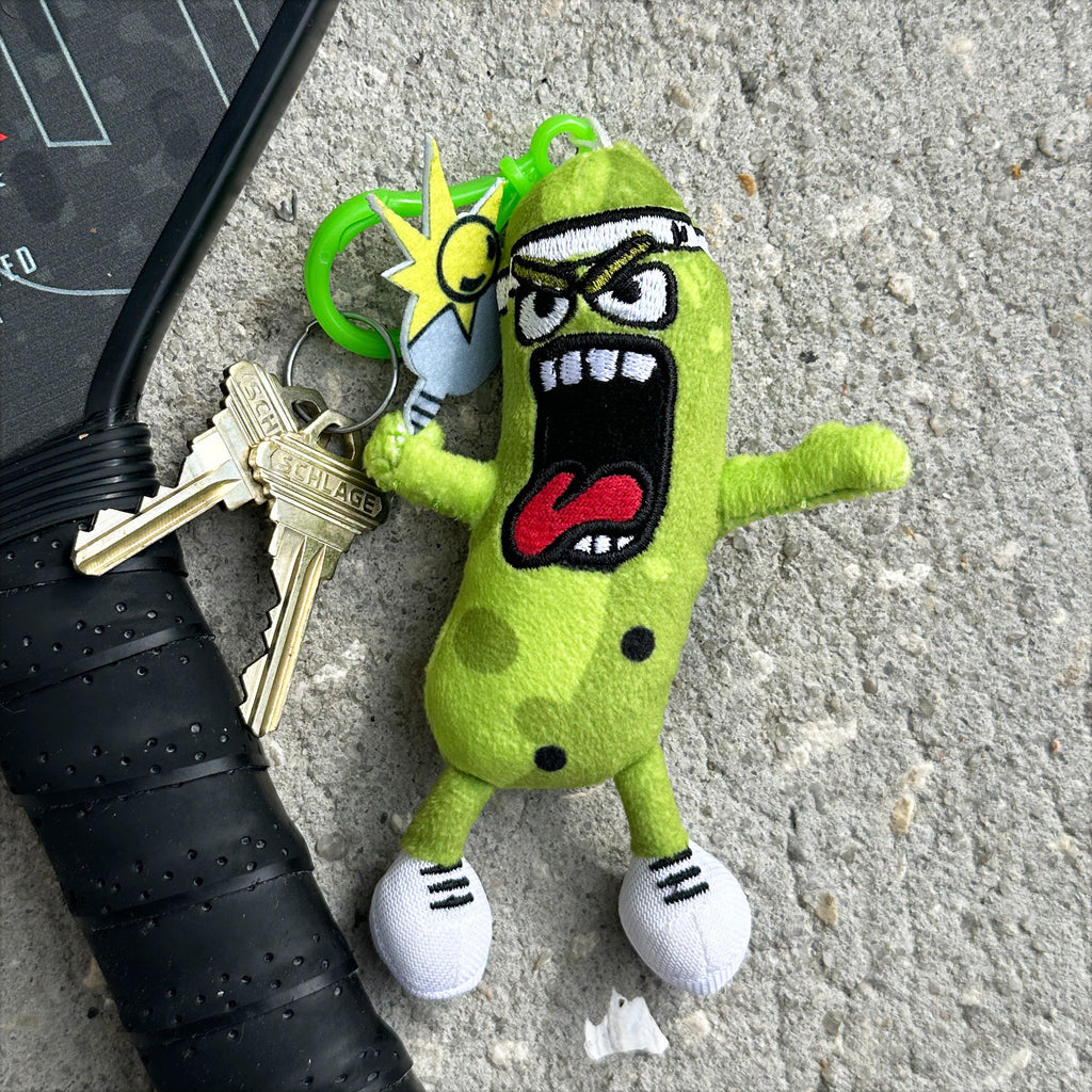 Plush Pickle Monster Bag Charm - Keychain - stuffed Pickleball doll