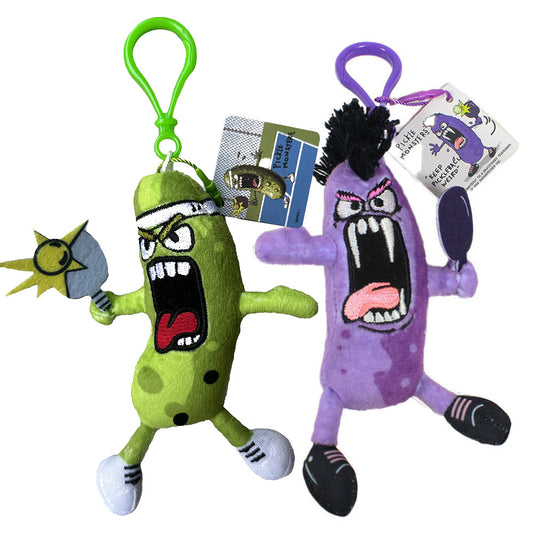 Pickle Monsters Plush Pickleball Keychain - Plushie Doll